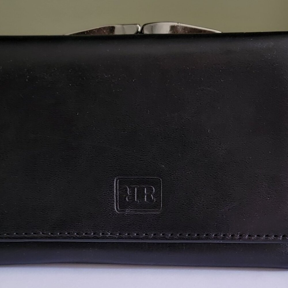 New RR Black Leather Wallet with Chang Purse, Credit Card Slots & Bill Fold